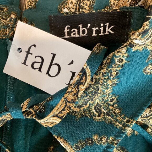 NWT Fab'rik Green Gold Paisley Zip Back V-Neck Long Sleeve Romper Sz S #311F - Picture 7 of 9